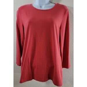 Chico's Orange Salmon Ultimate Tee Top 1 Medium Lightweight 3/4 Sleeves Soft